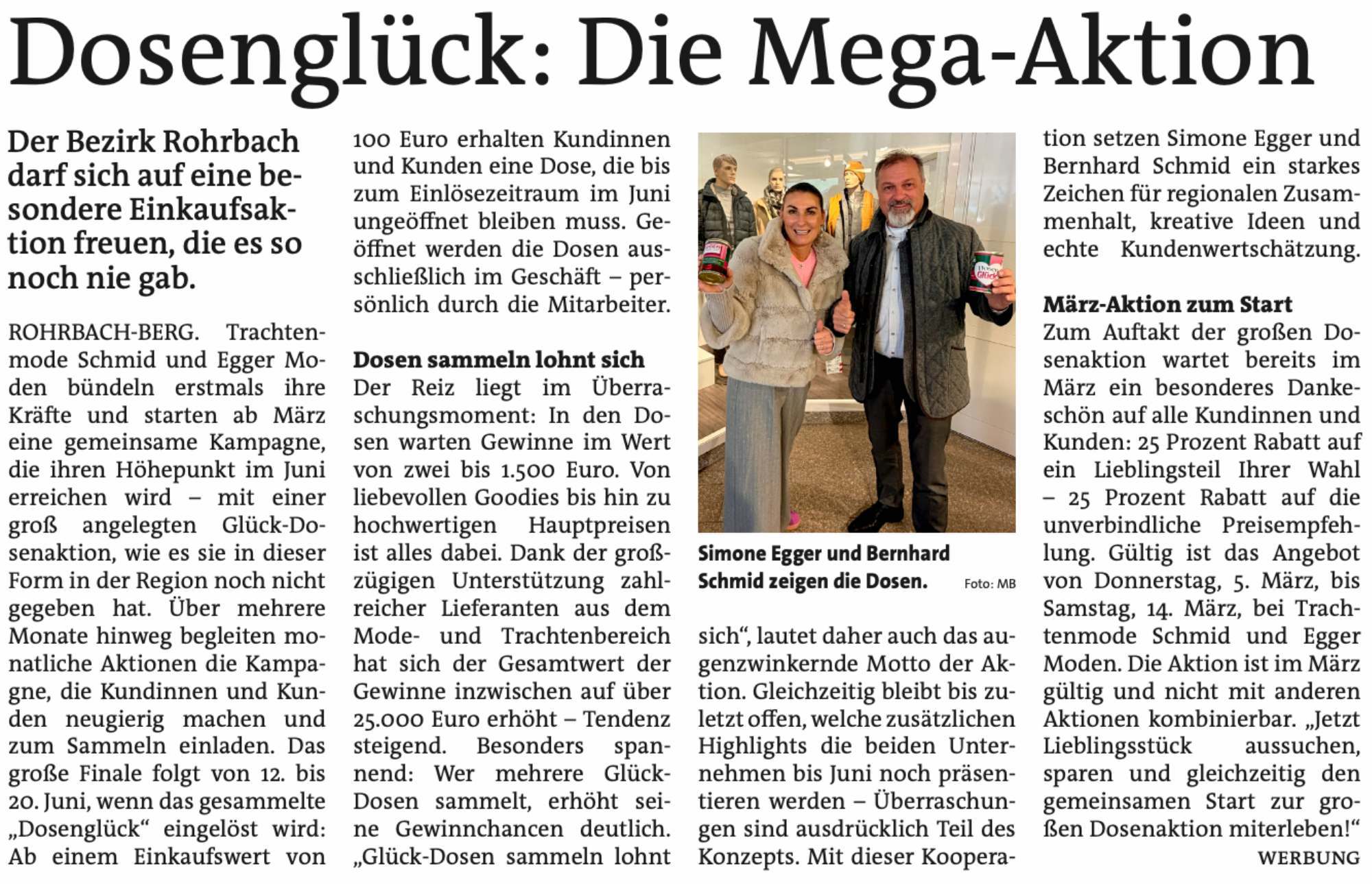 Zeitungsartikel Dosenglück
