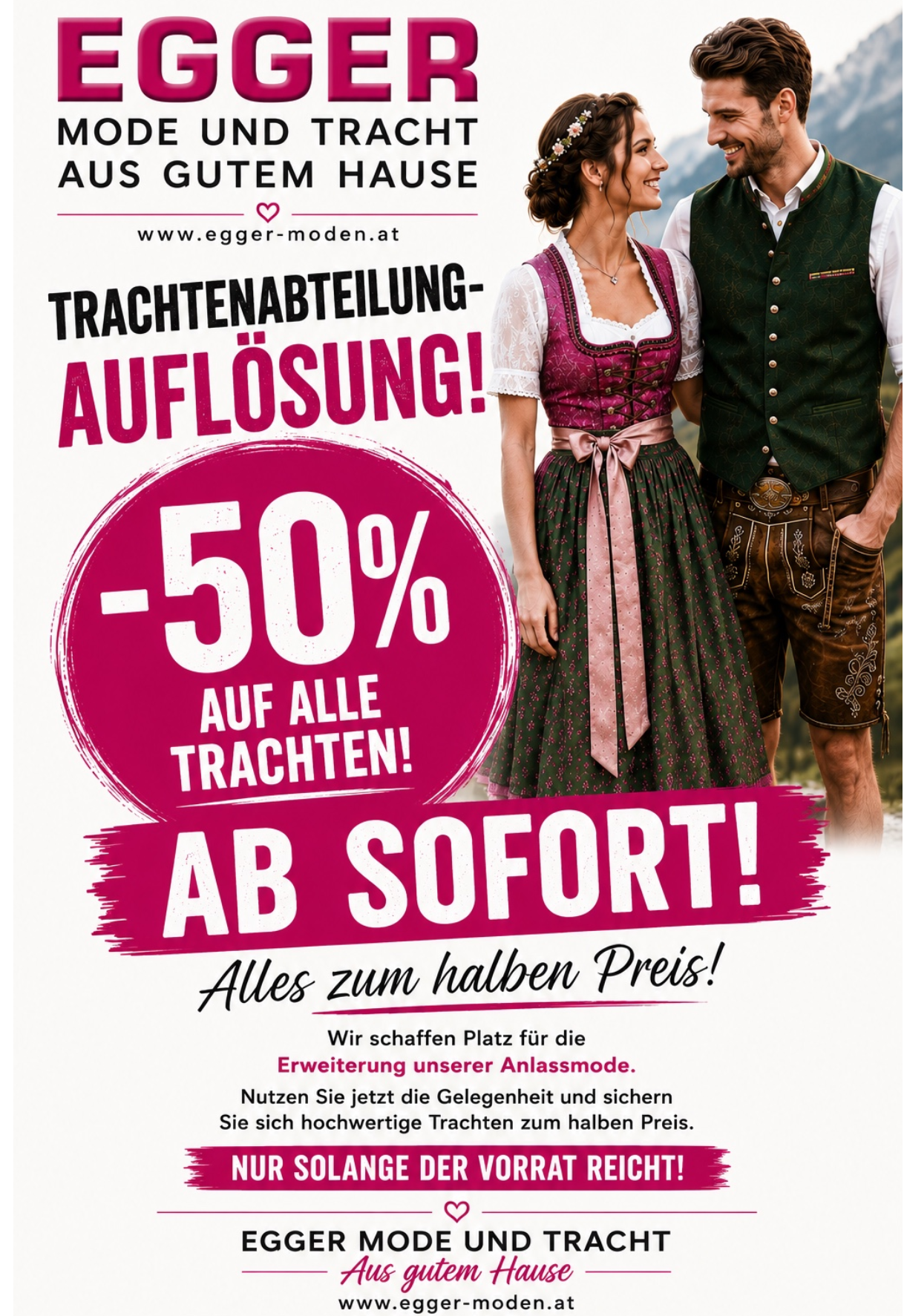 Trachtenabtilung Auflösung -50% Aktions Bild