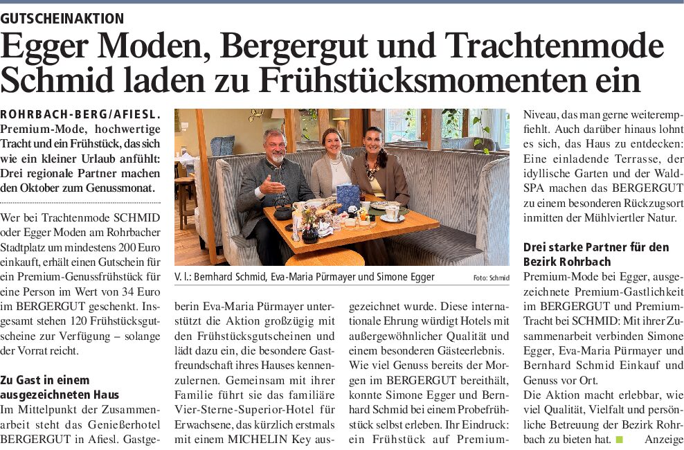 Zeitungsbericht Egger-Moden